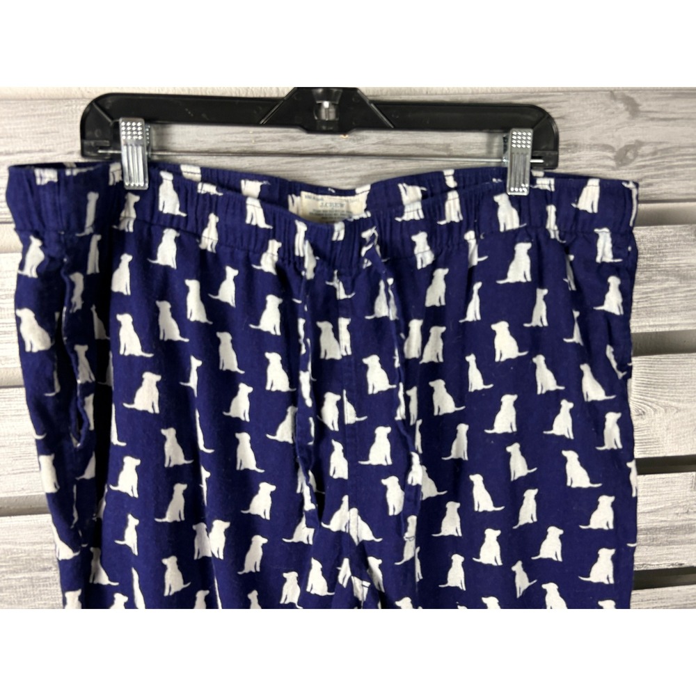 J.Crew Mens Pajama Pants XL Navy Blue White Lab Dog Print Cotton Flannel Lounge